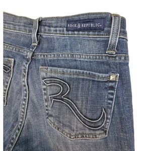 Rock & Republic Womens Jeans Berlin‎ Blue Skinny Studded Size 2 Long 28x33 Tall